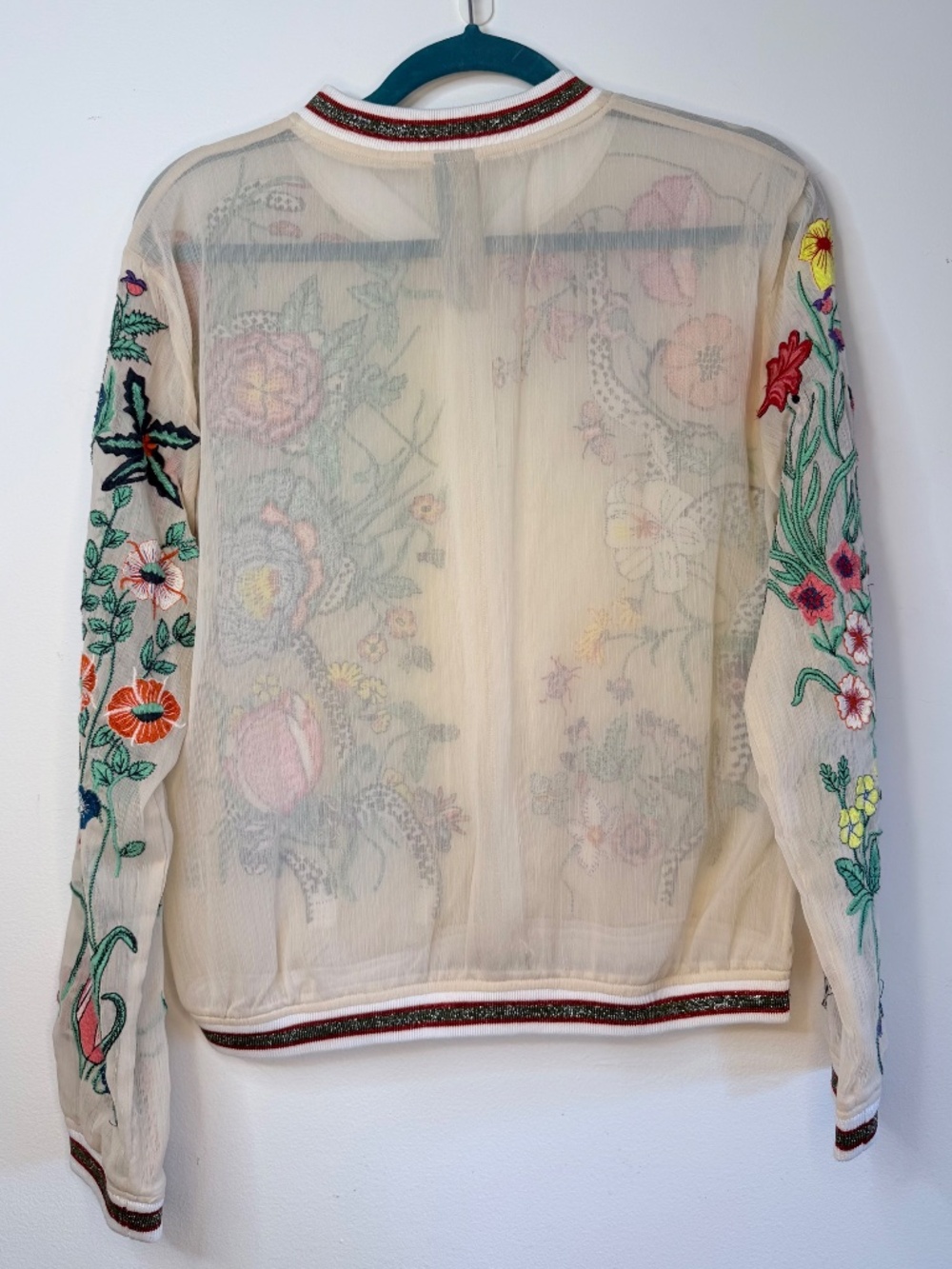 Aratta Sheer Floral Embroidered Bomber Jacket Black Size L Statement - Picture 2 of 6